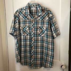 Wrangler Wrancher Western Shirt Men’s Sz XXL Short Sleeve Lightweight